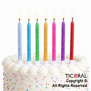 VELAS MULTICOLOR GLITTERY  X 8 UNIDADES (U2411-556)