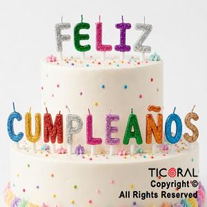 VELAS FRASE FELIZ CUMPLEA�OS MULTICOLOR 4 CM (U2411-561)