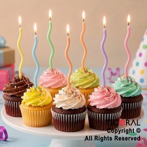VELA 10 CM ONDULADA MULTICOLOR PASTEL X 6 UNIDADES