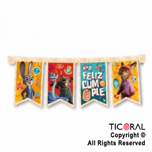 ZOOTOPIA BANDERIN FELIZ CUMPLE ART x 1