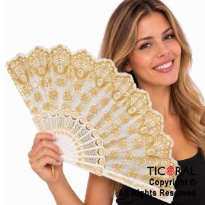 ABANICO BLANCO CON DECO ORO