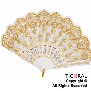 ABANICO BLANCO CON DECO ORO