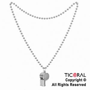 COLGANTE COLLAR DE CUENTAS CON SILBATO PLATA x 1