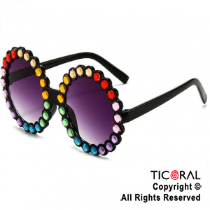 Anteojo Lennon strass multicolor marco negro x 1