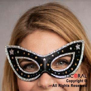 ANTIFAZ HOLOGRAFICO NEGRO Y PLATA OJOS DE GATO CARTON x 12 UNIDADES