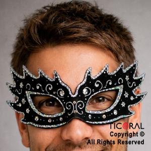 ANTIFAZ HOLOGRAFICO NEGRO Y PLATA PICOS CARTON x 12 UNIDADES