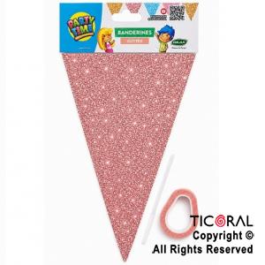 BANDERIN TRIANGULAR GLITTER DX ROSA GOLD  x 1