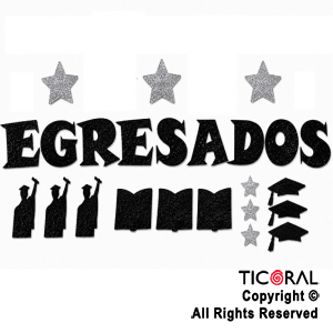 KIT EGRESADOS GOMA EVA NEGRO Y PLATA