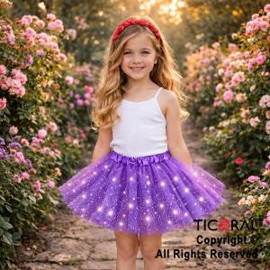 POLLERA TUTU INFANTIL CON BRILLOS VIOLETA DE 30 CM DE LARGO