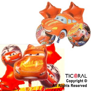 Combo Fiesta Cumpleaños Globos Temática Cars Rayo McQueen Rojo