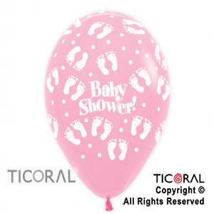 GLOBO S R12 INF FASHION PASTEL BABY SHOWER PIECITOS ROSA x 50