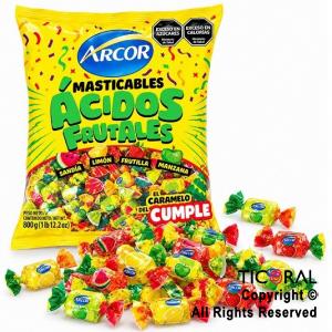CARAMELOS MASTICABLES ACIDOS FRUTALES X 800 GR