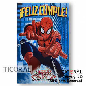 SPIDERMAN AFICHE FELIZ CUMPLE x 1 Ticoral Express Cotillón y