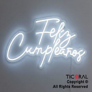 CARTEL NEON LED FELIZ CUMPLEA�OS BLANCO x 1