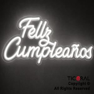 CARTEL NEON LED FELIZ CUMPLEA�OS BLANCO USB