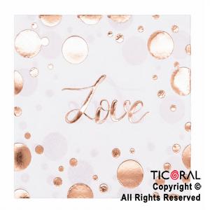 SERVILLETA DE PAPEL LOVE ROSA GOLD 25 x 25 CM x 12 UNIDADES