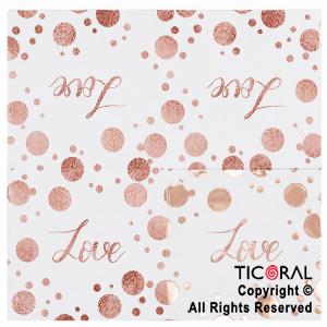 SERVILLETA DE PAPEL LOVE ROSA GOLD 25 x 25 CM x 12 UNIDADES