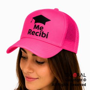 SOMBRERO GORRA IMPRESO ME RECIBI FLUO ROSA CAP x 1