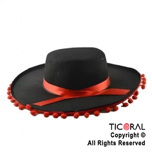 SOMBRERO FLAMENCO NEGRO Y ROJO  X  1