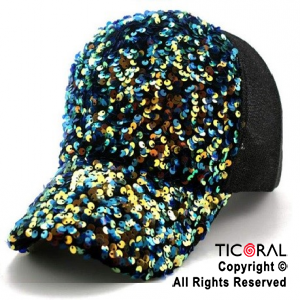 SOMBRERO VISERA TRUCKER LENTEJUELAS TORNASOLADO PLUSH NEGRO CAP x 1