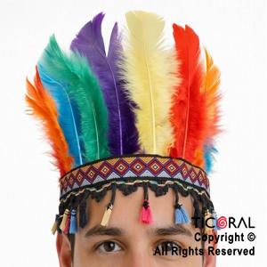 VINCHA INDIO PLUMAS MULTICOLOR x 1