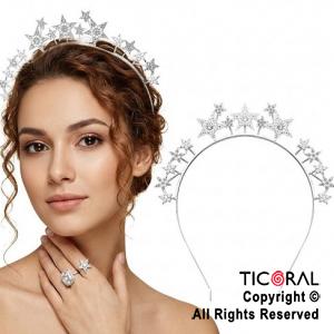 VINCHA METAL PLATA ESTRELLAS CON STRASS