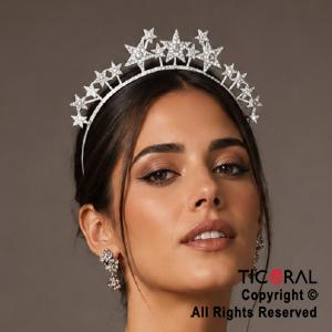 VINCHA METAL PLATA ESTRELLAS CON STRASS