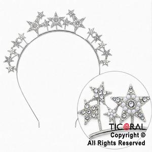 VINCHA METAL PLATA ESTRELLAS CON STRASS