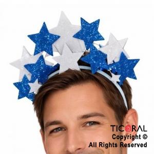 VINCHA ESTRELLAS CELESTE Y BLANCO x 1