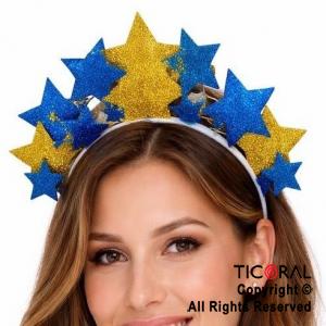 VINCHA ESTRELLAS AZUL Y AMARILLO x 1