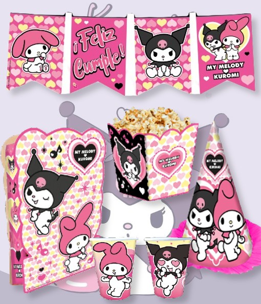 KIT CUMPLE KUROMI PARA 30 CHICOS PERSONALIZABLE