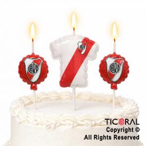 VELA SET CAMISETA Y GLOBOS DE RIVER PLATE X 3 PIEZAS