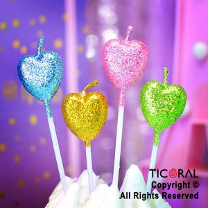 VELAS CORAZON GLITTER COLORS X 4 UNIDADES (U23-213) x 1