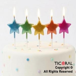 VELA SET ESTRELLAS METALIZADAS X 5 PIEZAS