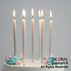 VELA 12 CM BLANCO BRILLO CON PORTAVELA x 6 UNIDADES