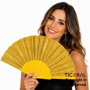 ABANICO GLITTER ORO