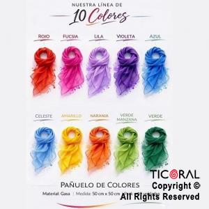 PA�UELOS DE COLORES 50 X 50 CM (PACK X 10 UNID)
