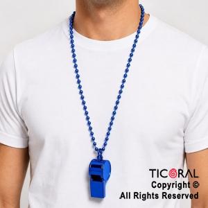 COLGANTE COLLAR DE CUENTAS CON SILBATO AZUL x 1