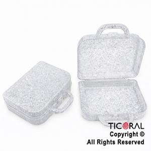 MINI VALIJITA PLASTICA CRISTAL CON GLITTER (14 X 4,5 X 10)