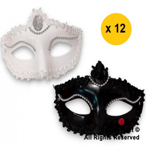 ANTIFAZ VENECIANO BLANCO Y NEGRO X 12