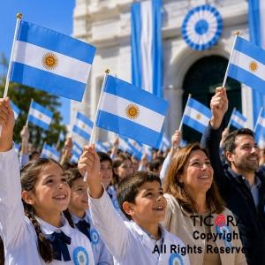 BANDERA TELA ARGENTINA 14 X 19 CM (PACK X 12 UNIDADES)