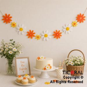 BANDERIN MARGARITAS COLOR BLANCO AMARILLO Y NARANJA
