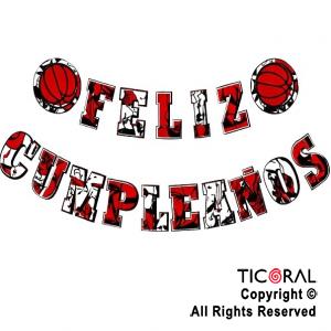 BANDERIN FELIZ CUMPLEA�OS LETRAS BASQUET x 1