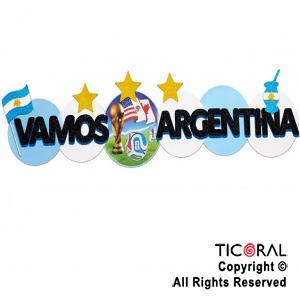 CARTEL VAMOS ARGENTINA NEGRO 3 ESTRELLAS BANDERA Y MATE GIBRE GOMA EVA x 1