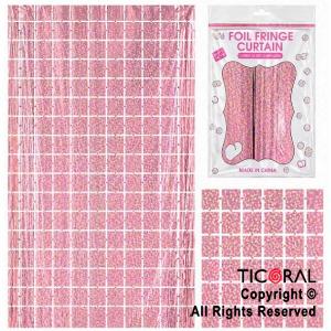 CORTINA DE CUADROS METALIZADA HOLOGRAFICA ROSA LASER 2 MT X 1MT x 1