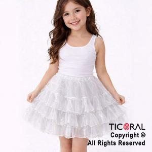 POLLERA TUTU INFANTIL LISA BLANCO CON 3 VOLADOS DE 30 CM DE LARGO (HS2474-1)