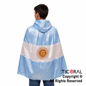 CAPA BANDERA DE ARGENTINA CON CAPUCHA TALLE UNICO NI�O