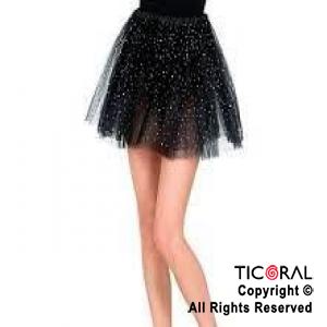 POLLERA TUTU INFANTIL CON BRILLOS NEGRO DE 30 CM DE LARGO