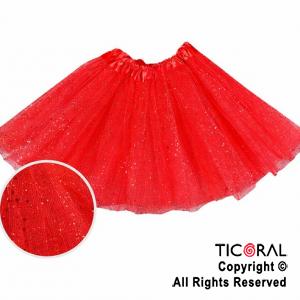 POLLERA TUTU INFANTIL CON BRILLOS ROJO DE 30 CM DE LARGO