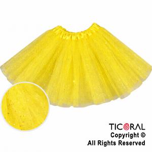 POLLERA TUTU INFANTIL CON BRILLOS AMARILLO DE 30 CM DE LARGO
